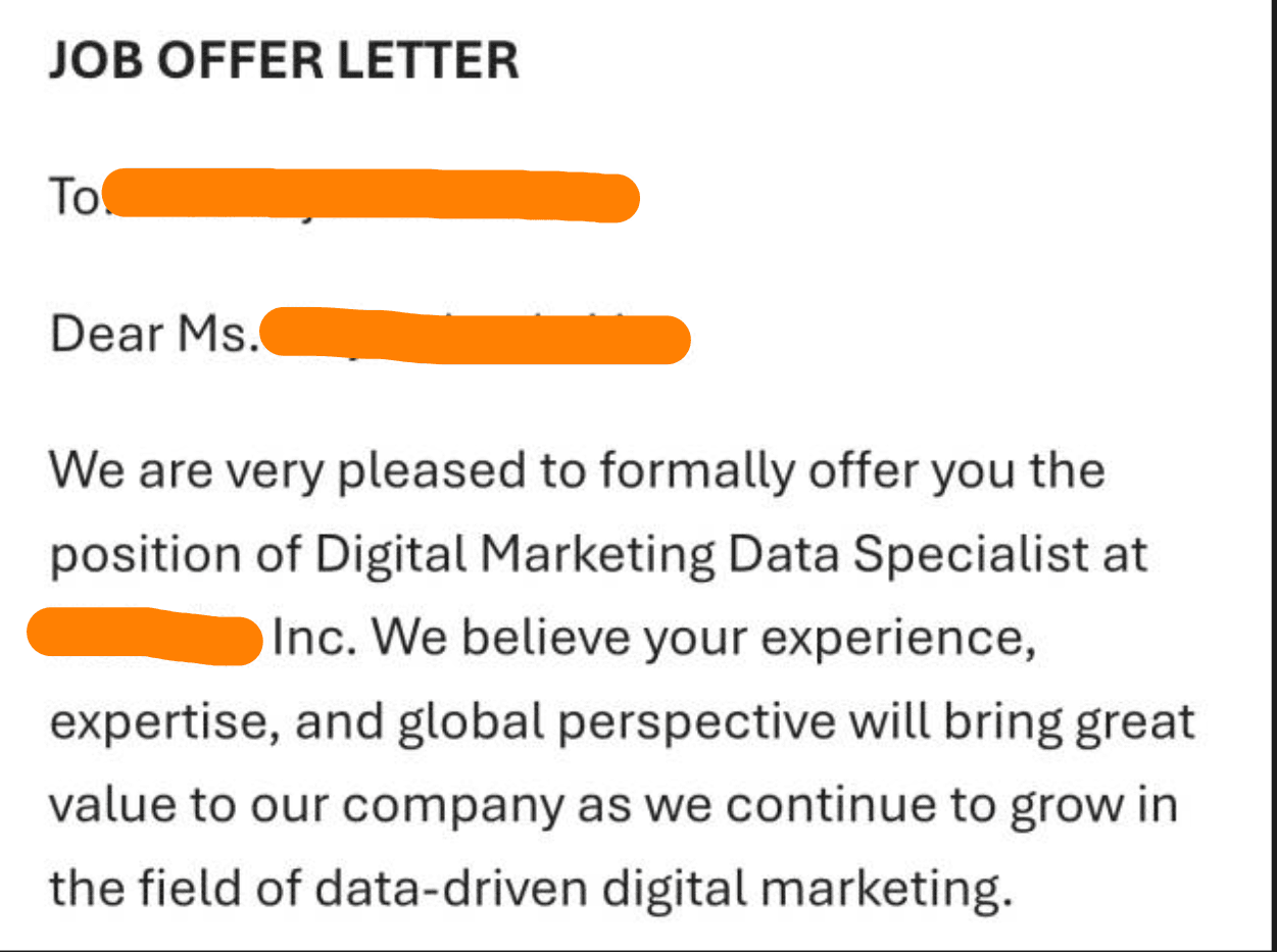 Official Job Offer Letter